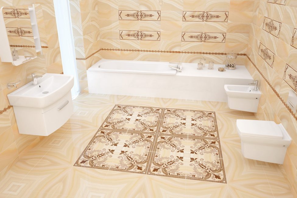 Persika färger i klassiskt badrum