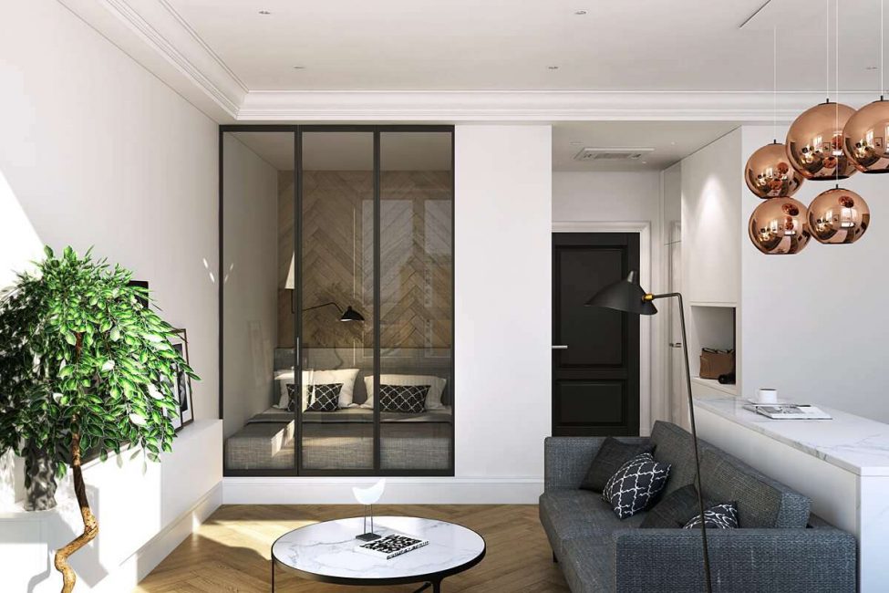 Glass partitions that take up little space