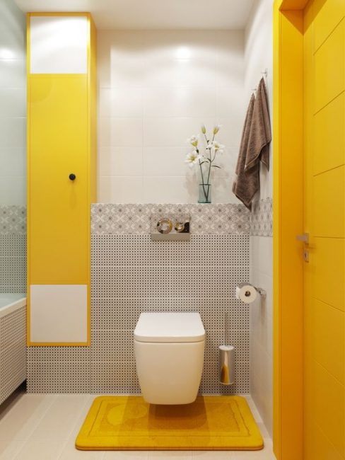Beautiful mustard color bathroom