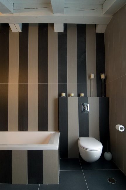 Striped panels visually increase the room