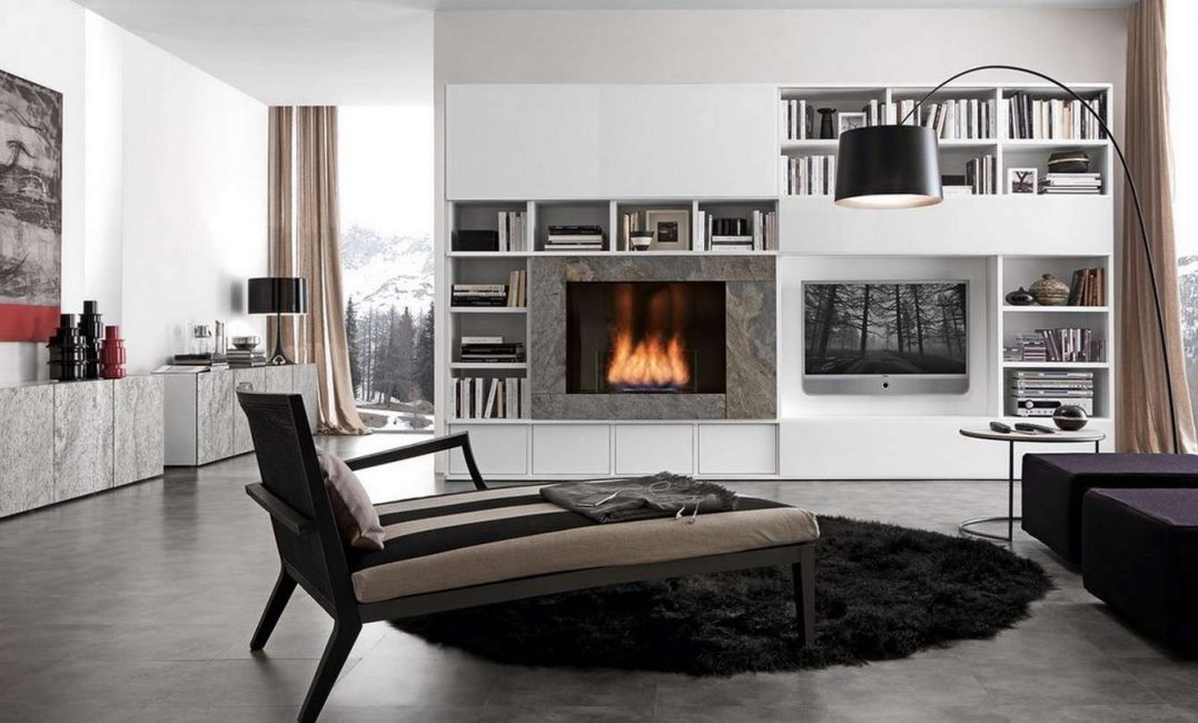 You can often find walls with a fireplace inside