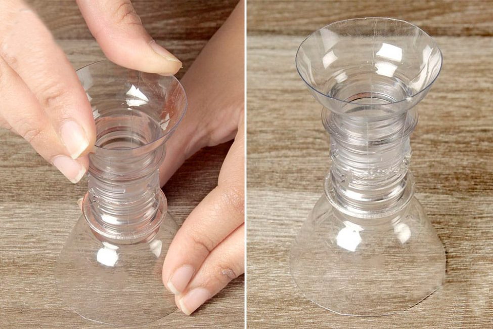 Cut one bottle 7 centimeters from the neck and another 2-3 cm