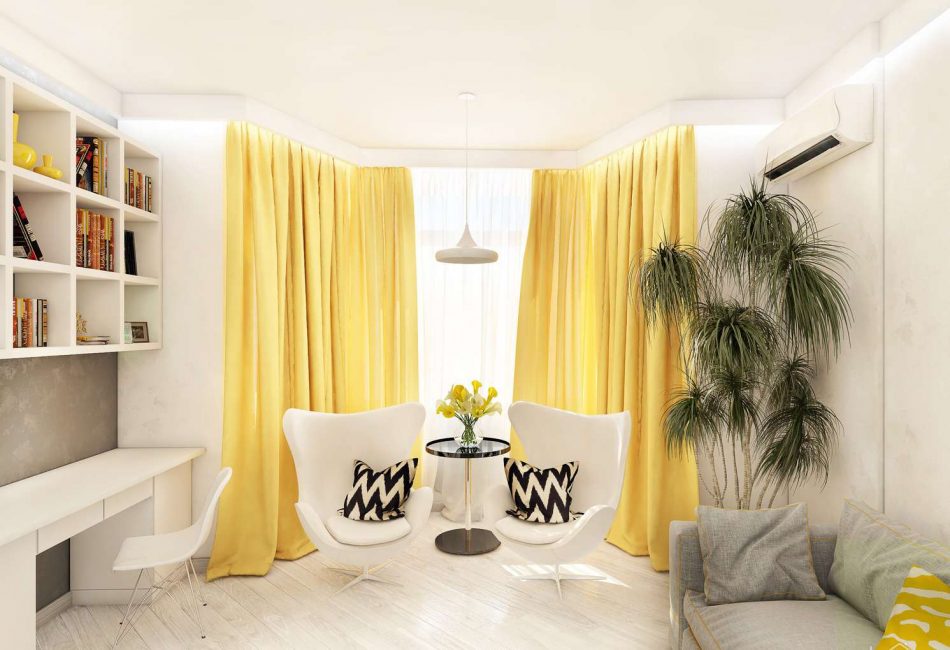 Accent with bright curtains