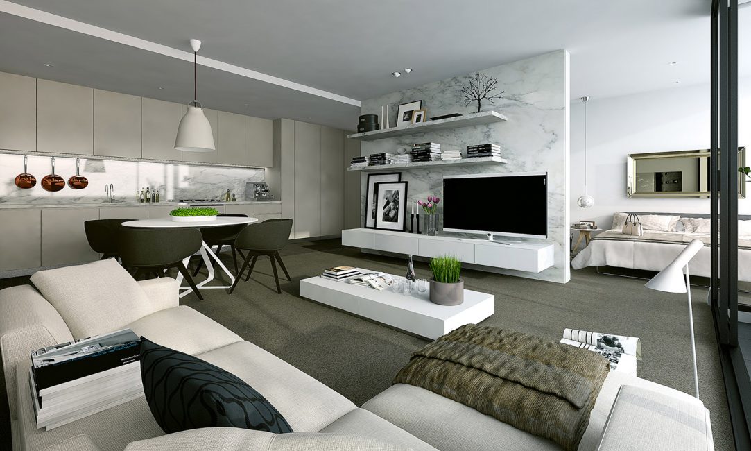 Använd en golvbeläggning för hela lägenheten.