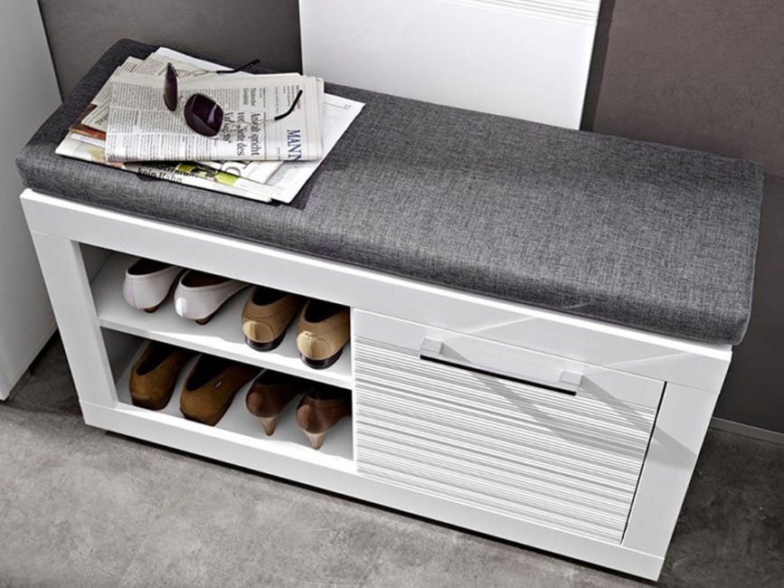 Bench with storage space below