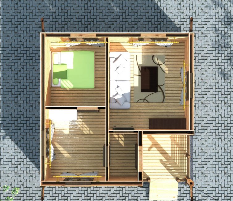 House 6x6 is suitable for one person or a couple without children