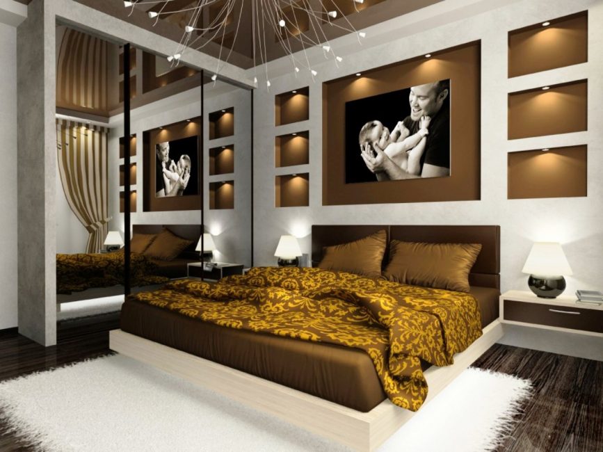 Yatak odasının iç kısmında modern tarz