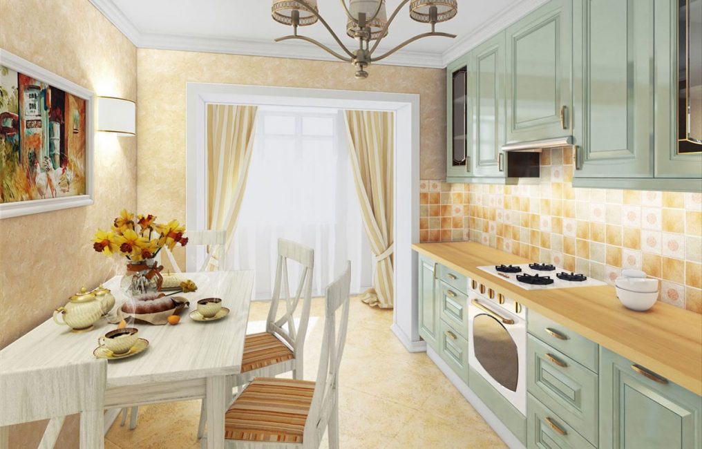 Pastel shades are ideal for such a kitchen