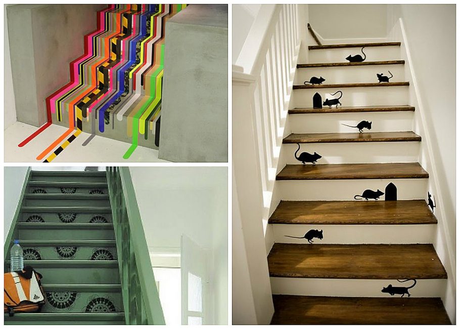 Die Treppe mit Aufklebern verzieren