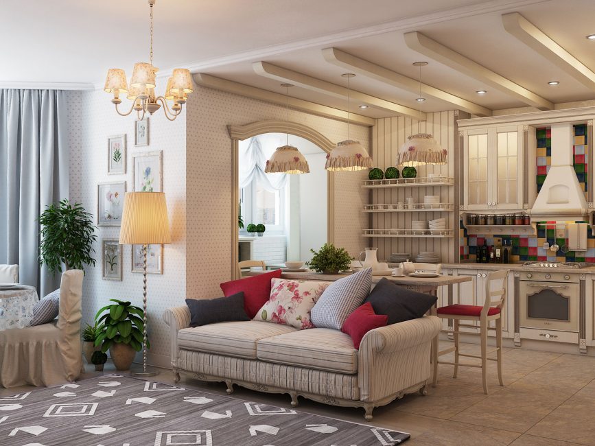 Brilhante sala de estar em estilo provençal