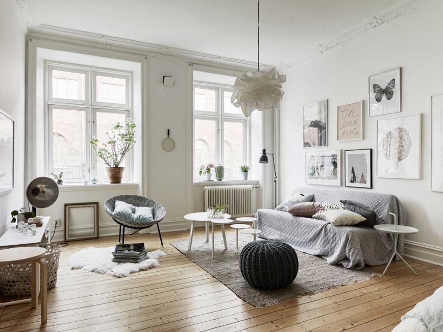 Interior sala de estar - um reflexo da natureza e preferências dos proprietários da casa