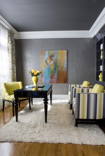 It is easy to combine gray cover with bright textiles.