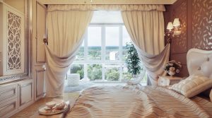 ผ้าม่านสำหรับห้องนอน: (280 + ภาพถ่าย): อุปกรณ์เสริมที่สดใสสำหรับการตกแต่งภายในของคุณในปี 2018