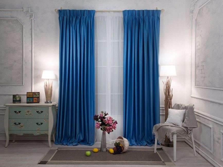 Blue curtains from expensive fabrics