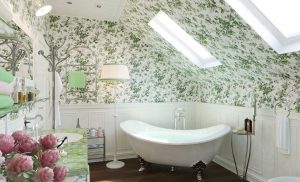 Wat is het beste behang om de badkamer te lijmen? Vloeibaar, vinyl, wassen, vochtbestendig - kies de meest praktische (115+ foto's)
