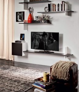 TV-Regal an der Wand (295+ Fotos): Design-Nuancen (klappbar, Ecke, Glas)