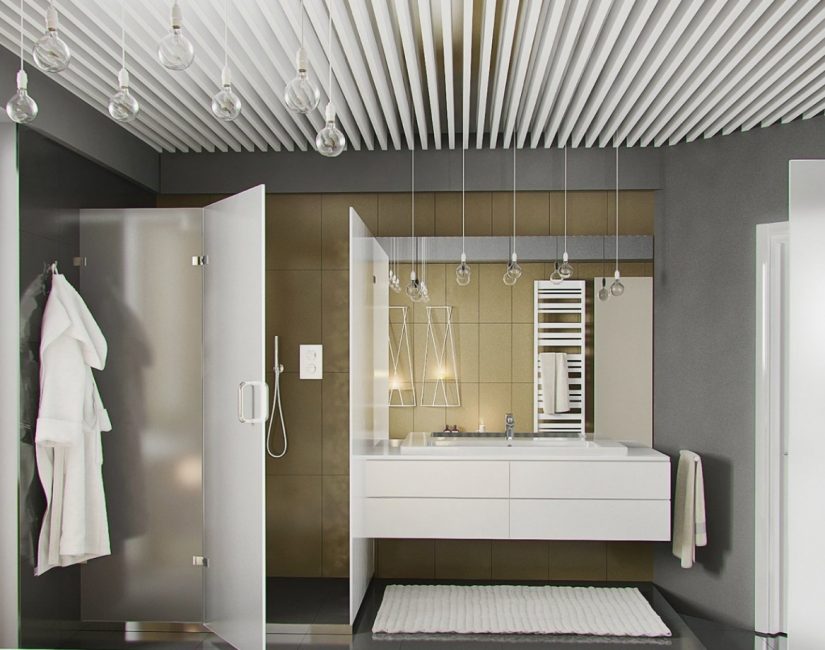 Rack ceiling in the bathroom - a functional, stylish and simple solution