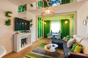 การรวมกันของสีเขียวอ่อนในการตกแต่งภายในที่ทันสมัยทันสมัย: 185+ (ภาพ) ออกแบบสำหรับห้องครัว, ห้องนั่งเล่น, ห้องนอน