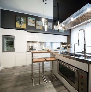 Büyük ve modern bir Mutfak İç dekorasyon: 200+ (Fotoğraf) tasarım fikirleri (perde, duvar kağıdı, bar tezgahı)