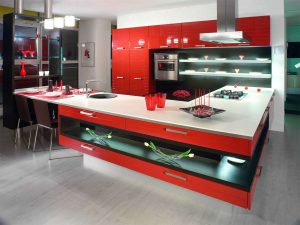 Hiasan dalaman dapur moden yang besar: Idea reka bentuk 200+ (Foto) (langsir, kertas dinding, kaunter bar)