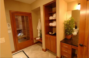 ห้องอาบน้ำพร้อมหลังคาสำหรับคนรักการพักผ่อนที่ดี: 230+ (ภาพ) โครงการ (จากบาร์พร้อมระเบียงและเฉลียง)
