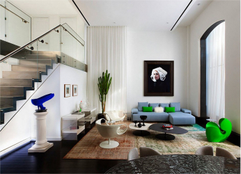현대적인 스타일의 타운 하우스 인테리어 디자인 : 거실, 주방, 안뜰을위한 155 개 이상의 (사진) 프로젝트