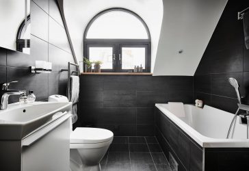 Bathroom design in a wooden house (200+ Photos): DIY decoration (ceiling, floor, walls)
