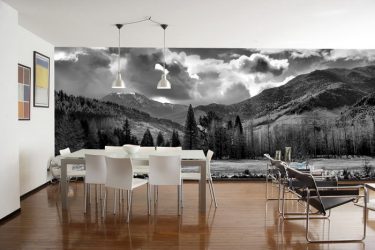 Wallpaper de fotografie pe perete în camera de zi, dormitor, bucătărie și copil: 205+ fotografie Interioare atractive