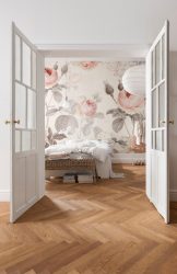 침실 내부의 사진 벽지 : 205+ (사진) 편안함을 만들어주는 아름다운 아이디어