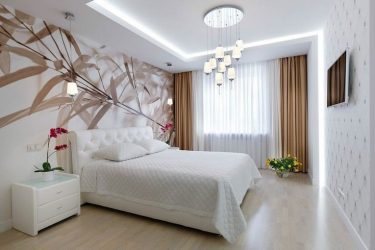 Yatak odasının içindeki duvar kağıdı: 205+ (Fotoğraf) Konforu yaratmak için güzel fikirler