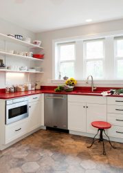 A magia da cor que afeta nossa percepção do interior: Design de uma cozinha vermelha em cores brilhantes (mais de 115 fotos)