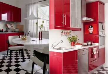 Magia culorii care afectează percepția noastră asupra interiorului: Designul unei bucătării roșii în culori strălucitoare (115+ fotografii)