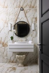 빨 수있는 벽지 - 튼튼한 기초에 꿈을 디자인하십시오. 210+ (사진) - 부엌, 욕실 및 화장실