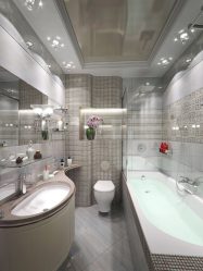 Kebaikan dan keburukan siling regangan di bilik mandi: Penyelesaian terbaik atau fesyen? (125+ Foto)