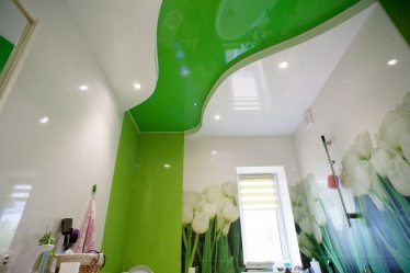 Πλεονεκτήματα και μειονεκτήματα της οροφής τέντωμα στο μπάνιο: Η καλύτερη λύση ή μόδα; (125+ φωτογραφίες)