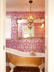 Quel est le meilleur papier peint pour coller la salle de bain? Liquide, vinyle, lavage, résistant à l'humidité - choisissez le plus pratique (115+ photos)
