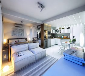 230+ Photos Interior Ideas 1st (one-room) Apartments of 40 sq.m. Simple and stylish modern design