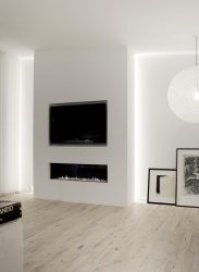 Ράφι τηλεόρασης στον τοίχο (295+ Φωτογραφίες): Σχεδιαστικές αποχρώσεις (αρθρωτό, γωνιακό, γυαλί)