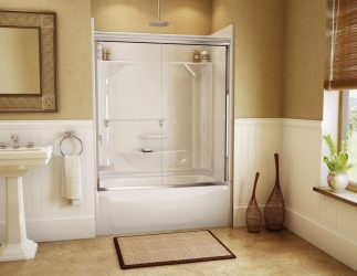 Le choix des rideaux dans la salle de bain: 175+ (Photo) pour votre design (tissu, plastique, verre)