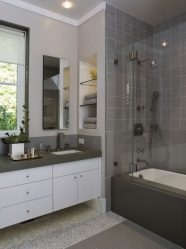 اختيار الستائر في الحمام: 175+ (صور) للتصميم الخاص بك (النسيج والبلاستيك والزجاج)