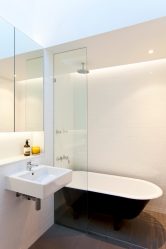 Le choix des rideaux dans la salle de bain: 175+ (Photo) pour votre design (tissu, plastique, verre)