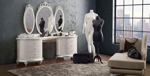 Penteadeira com espelho e iluminação: 140+ (Foto) Opções para o seu quarto