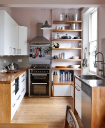 Ciri dapur terbina dalam (150+ Foto): Bagaimana memilih teknik? (peti sejuk, oven, pengekstrak)