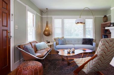 Elegância discreta do estilo americano: Escolhendo um design para um apartamento (sala de estar, quarto, cozinha)