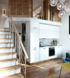 Entresol: 155+ Fotos im modernen Interieur von Wohnungen. Wahlmöglichkeiten für Flur, Küche, über der Tür