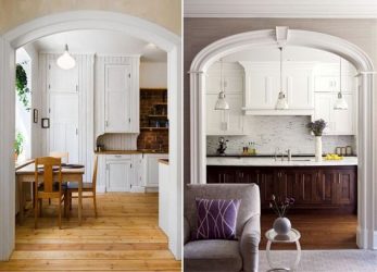 تقوس إلى المطبخ بدلاً من الباب: 115+ (صور) التصميم بين الغرف