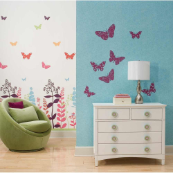 Kupu-kupu Cantik di dinding lakukan sendiri: hiasan 140+ (Photo) di pedalaman (kertas, volumetrik, pelekat)