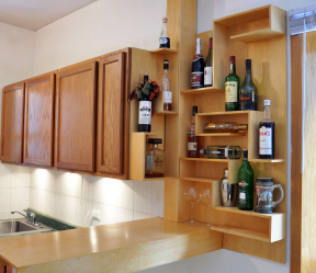 Bar untuk botol di bahagian dalam apartmen atau rumah - Cara terbaik untuk dilakukan? 120+ (foto) dari pokok, lantai, sudut