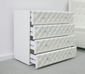 Caracteristici Dresser alb 200+ (Fotografii) opțiuni (lucioase, cu sertare, fără mânere)