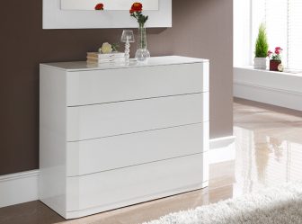 Характеристики Шкаф бял 200+ (Снимки) опции (гланцови, с чекмеджета, без дръжки)